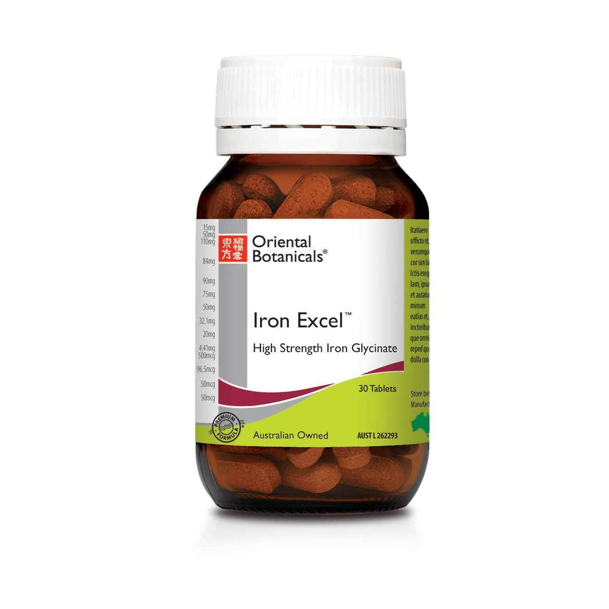 Oriental Botanicals - Iron Excel - 30 Tablets