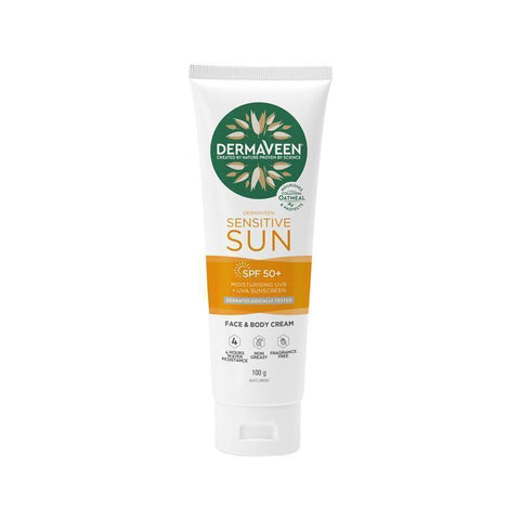 DermaVeen Sensitive Sun SPF 50+ Moisturising Face & Body Cream 100g
