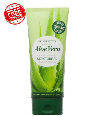 Plunkett’s Hi-Potency Aloe Vera Moisturiser Nourishes Skin Sunburn 200ml